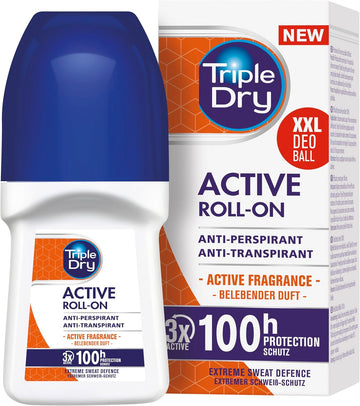 Triple Dry Men | Active Fragrance Anti-Perspirant Roll On 50Ml | 100-Hour Protection Against Excessive Sweating | Fights Odour | Triple Active Formula | Clinically Proven | Male