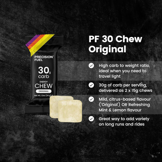Precision Fuel Pf 30 Chew Energy Chews - Carbohydrate Fuel For Endurance, Lightweight & Portable, 30G Carbs - Ideal For Long Runs, Rides & Workouts -Original Flavour (15 Chews)