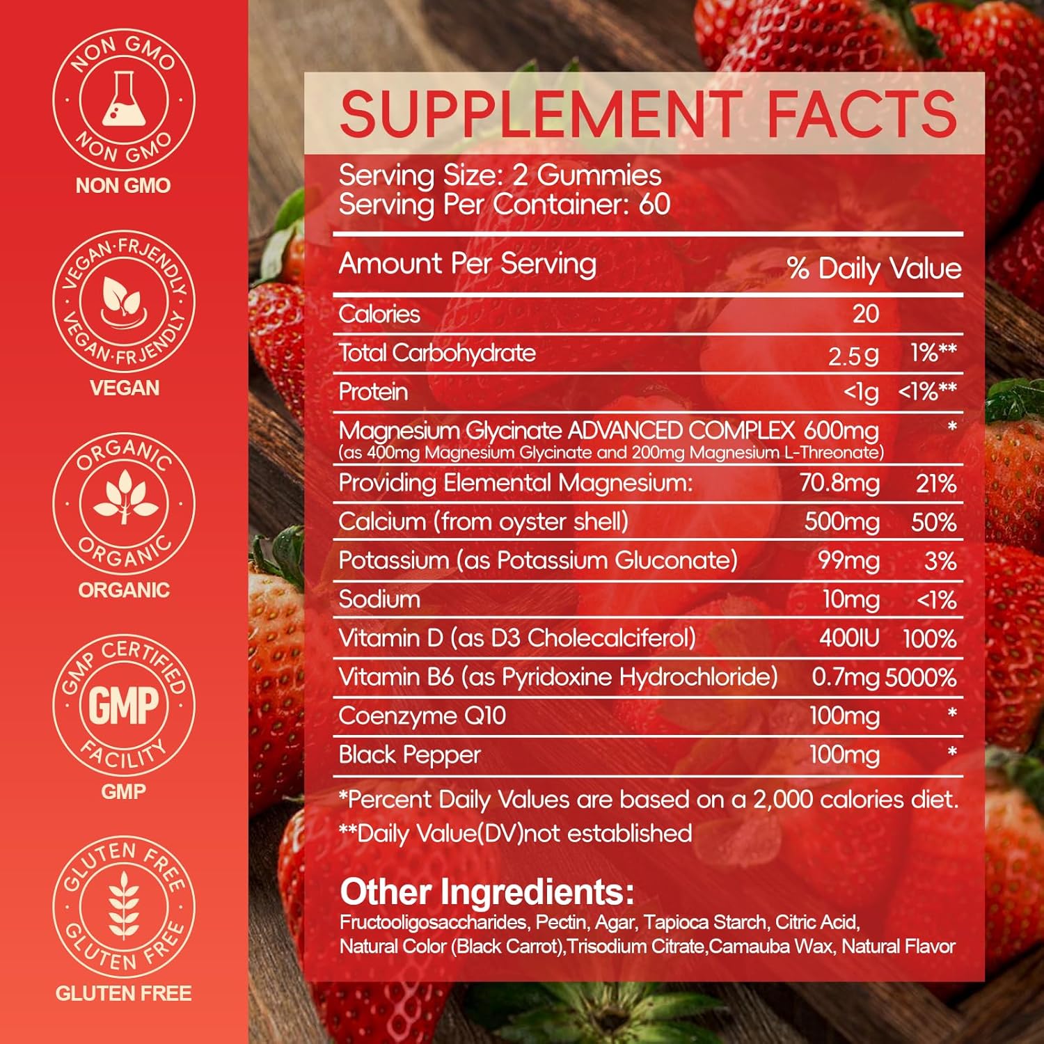 Magnesium Glycinate Gummies 600Mg, Chewable Sugar Free Potassium Magnesium Gummies For Sleep, Body Support And Relaxation, Magnesium Supplements With Vitamin D, B6, And Coq10 For Men & Women : Health & Household