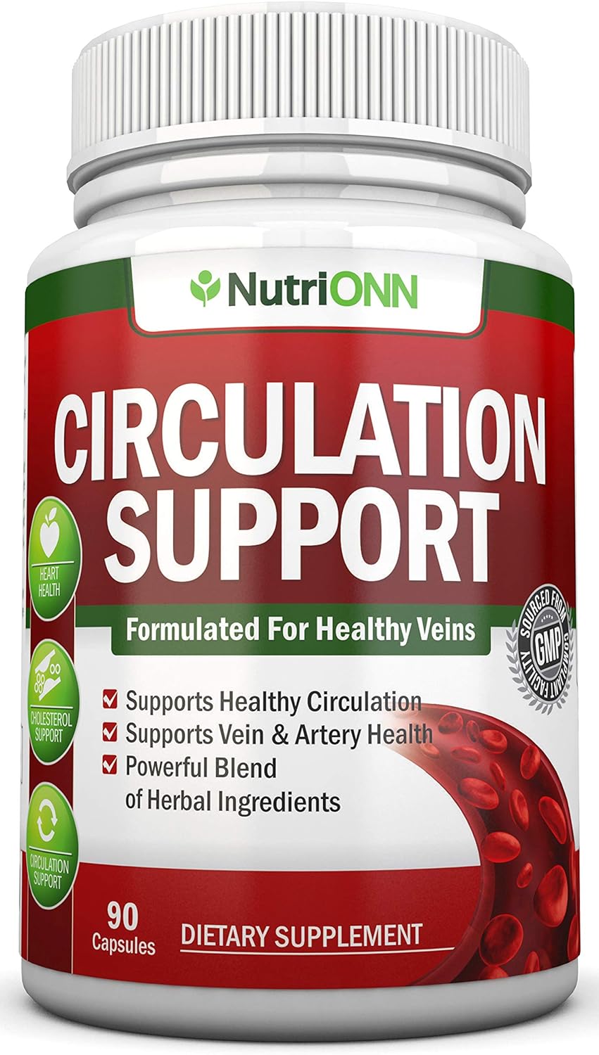 Blood Circulation Support - All Herbal Supplement For Healthy Blood Flow, Arteries & Veins - Promotes Leg Comfort - With Hawthorn, Niacin, L-Arginine, Butcher?s Broom, Cayenne Pepper, Horse Chestnut