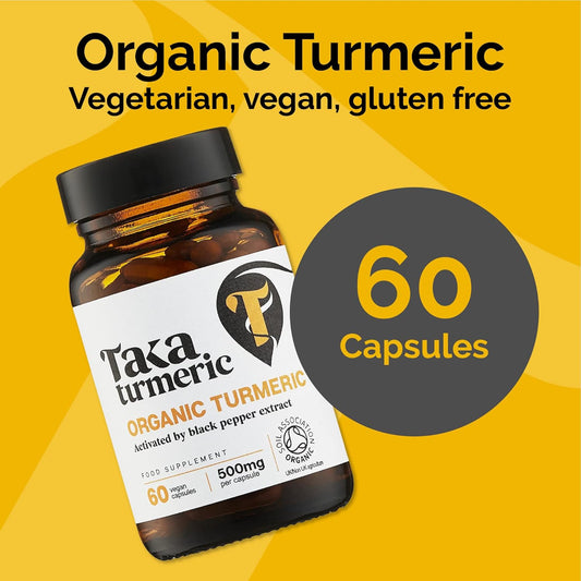 Taka Turmeric, 120 Caps Organic Turmeric With Black Pepper Extract Tumeric Curcumin Supplement, High Strength Tumeric Capsules With Curcumin And Black Pepper, Vegan, Recyclable Packaging