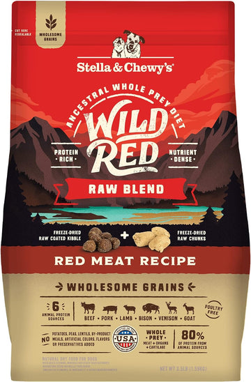 Stella & Chewy'S Wild Red Dry Dog Food Raw Blend High Protein Wholesome Grains Red Meat Recipe, 3.5 Lb. Bag