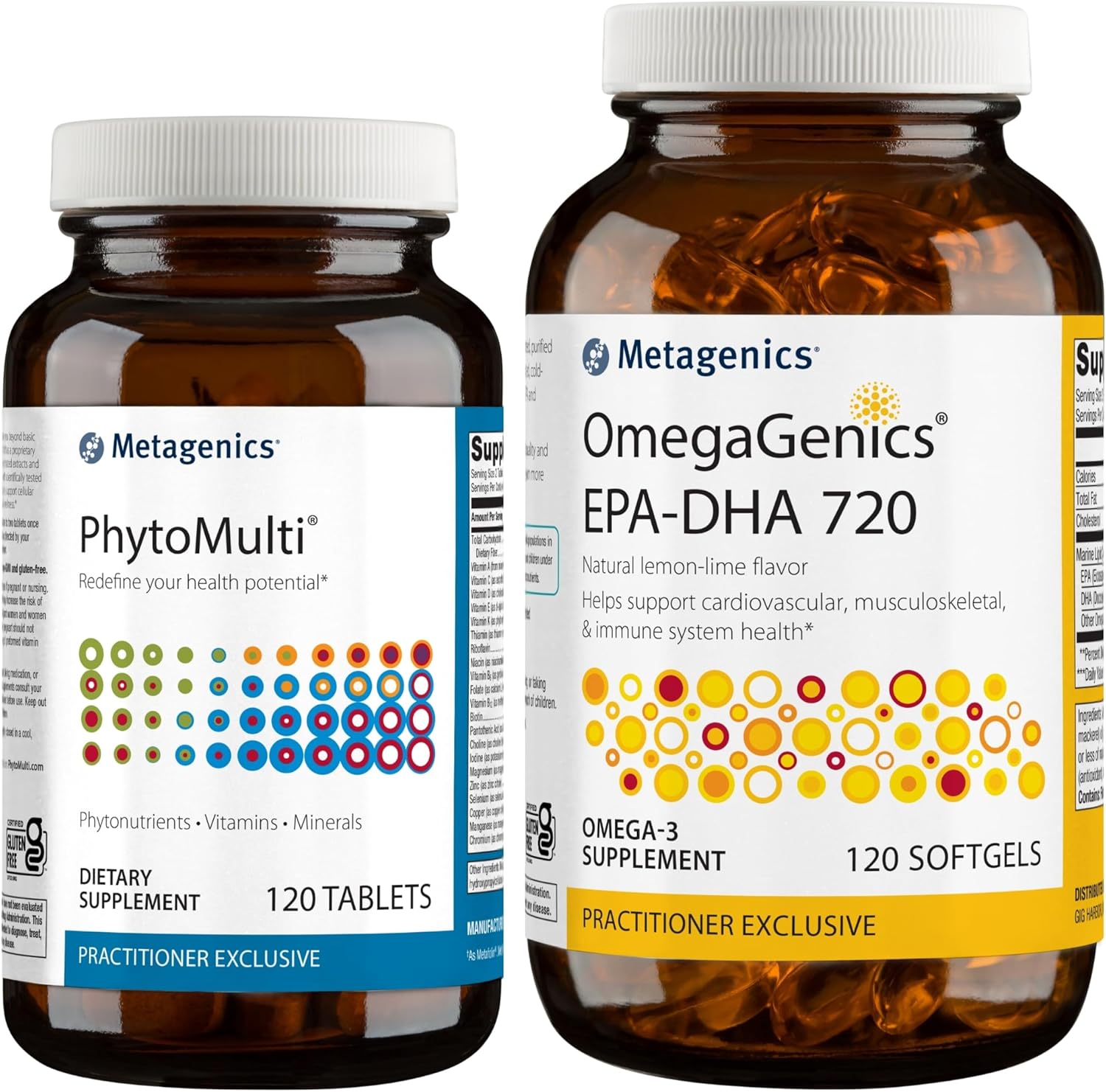 Metagenics Bundle - Phytomulti Without Iron & Omegagenics Epa-Dha 720-120 Tablets Of Phytomulti For Overall Health - 120 Softgels Of Epa-Dha 720 For Heart, Musculoskeletal & Immune System Health