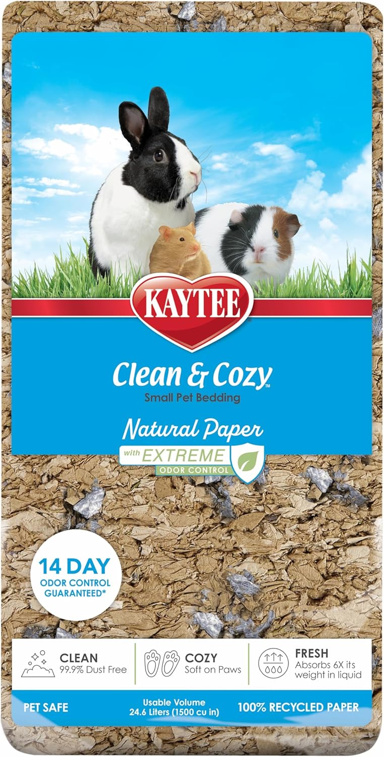 Kaytee Clean & Cozy Natural Paper With Extreme Odor Control Bedding, Made With 100% Recycled Paper