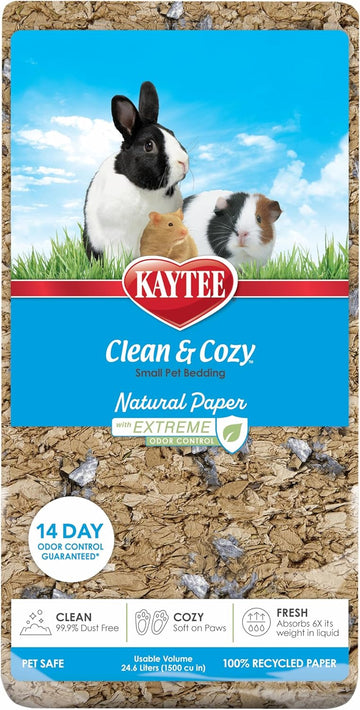 Kaytee Clean & Cozy Natural Paper With Extreme Odor Control Bedding, Made With 100% Recycled Paper