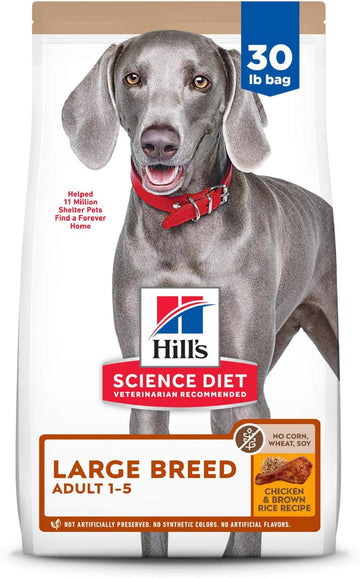 Hill'S Science Diet Large Breed, Adult 1-5, Large Breed Premium Nutrition, Dry Dog Food, No Corn, Wheat, Soy Chicken & Brown Rice, 30 Lb Bag