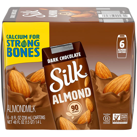 Silk Shelf-Stable Almond Milk Singles, Dark Chocolate, Dairy-Free, Vegan, Non-Gmo Project Verified, 8 Oz., 6 Pack