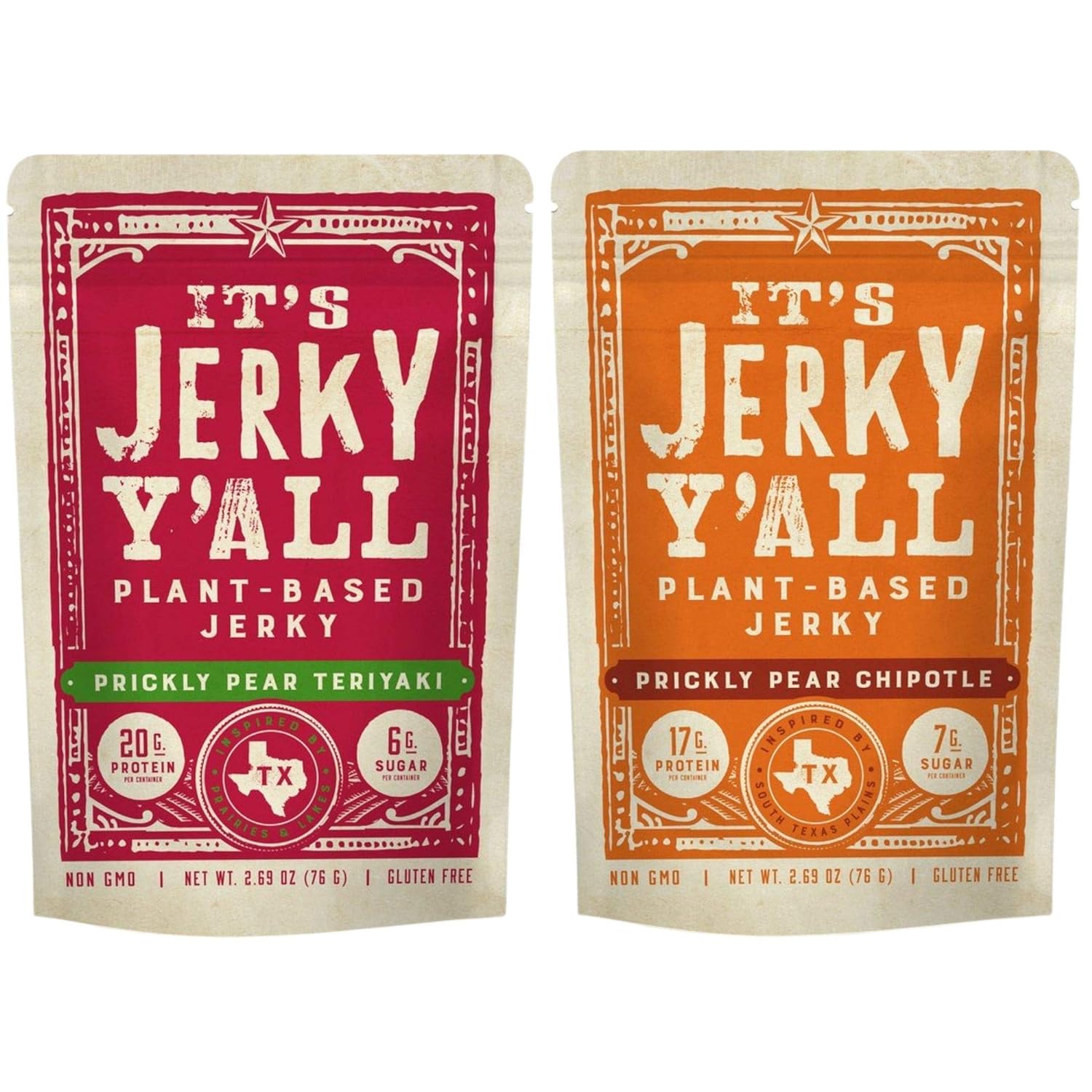 It's Jerky Y'all Plant Based Jerky SWEET & SPICY | Beyond Tender and Tasty Vegan Snacks | Non-GMO, Gluten Free, Vegetarian (2 Pack)