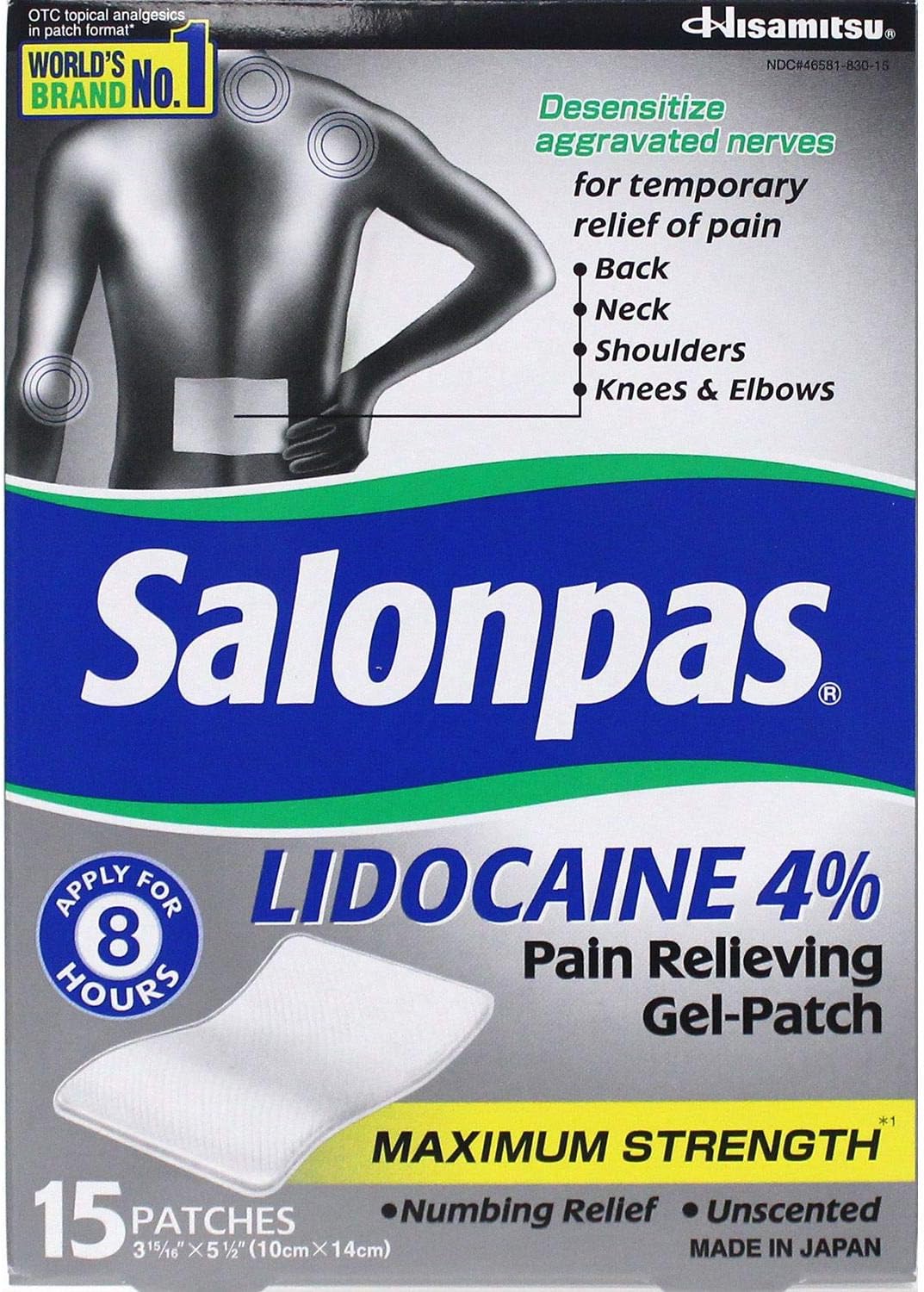 Salonpas Lidocaine Gel-Patch (15 Count) (2 Pack)