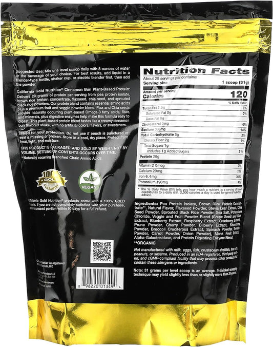 California Gold Nutrition Plant-Based Protein, Cinnamon Bun, 2 lb (907 g)