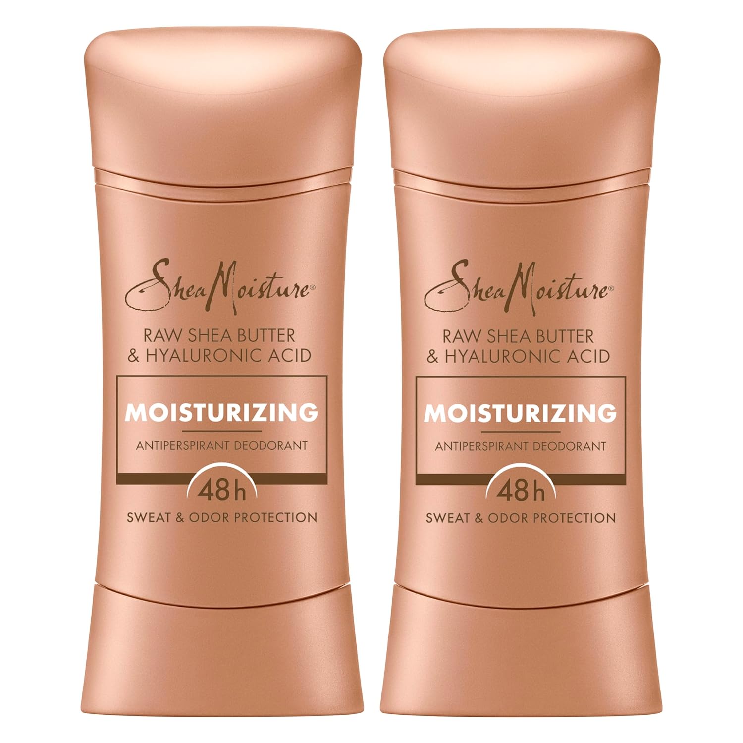 SheaMoisture Antiperspirant Deodorant Stick Moisturizing Raw Shea Butter & Hyaluronic Acid 2 Count for 48HR Sweat & Odor Protection with No Parabens & No Mineral Oil 2.6 oz