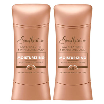 Sheamoisture Antiperspirant Deodorant Stick Moisturizing Raw Shea Butter & Hyaluronic Acid 2 Count For 48Hr Sweat & Odor Protection With No Parabens & No Mineral Oil 2.6 Oz