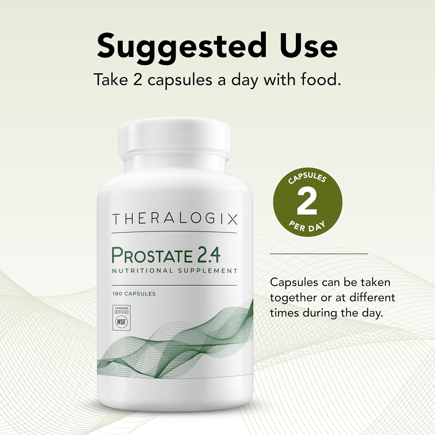 Theralogix Prostate 2.4 Nutritional Supplement - 90-Day Supply - Prostate Health for Men - Supports Healthy Prostate Tissue - Lycopene, Vitamin D3, Selenium & Vitamin E - NSF Certified - 180 Capsules : Health & Household