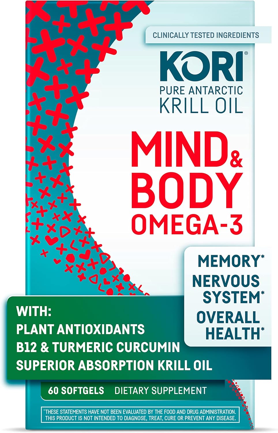 Kori Stress & Body Adaptogen Supplement - Krill Oil & Ashwagandha/Omega-3 Fatty Acids For Heart, Brain, Eye, & Joint Health/Occasional Stress, Mood, & Sleep Support / 80 Softgels