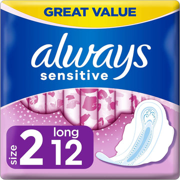 Always Sensitive Pads with Wings Ultra Long 12 Pads, Size 2 (12 Count)