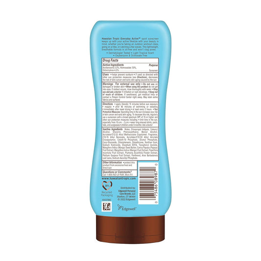 Hawaiian Tropic Everyday Active Lotion Sunscreen SPF 30, 8oz | Hawaiian Tropic Sunscreen SPF 30, Sunblock, Broad Spectrum Sunscreen, Oxybenzone Free Sunscreen, Water Resistant Sunscreen, 8oz