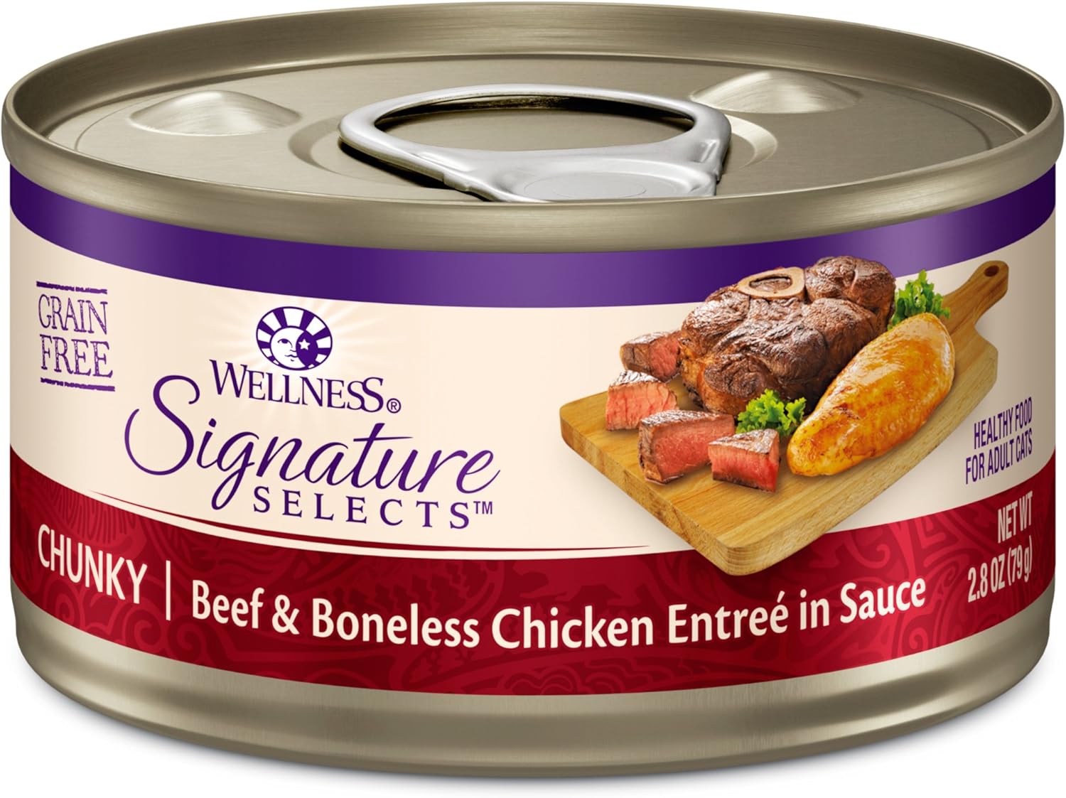 Wellness Core Grain-Free Signature Selects Wet Cat Food, Natural Pet Food Made With Real Meat (Chunky Beef & Chicken, 2.8-Ounce, Pack Of 12)