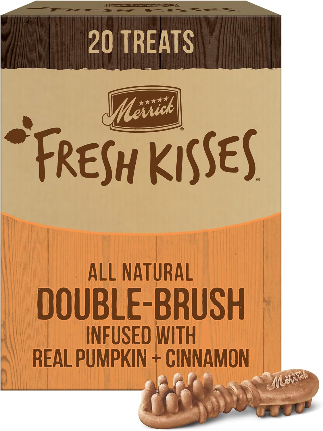 Merrick Fresh Kisses Natural Dental Chews, Treats Infused With Pumpkin And Cinnamon For Large Dogs Over 50 Lbs - 2.2 Lb. Box