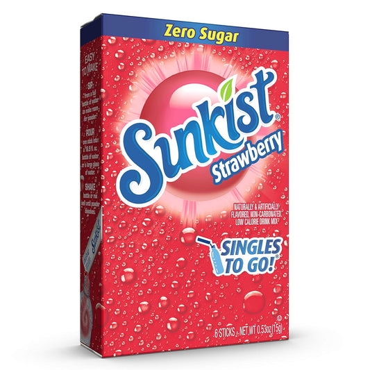 Sunkist Soda Singles To Go Drink Mix, Strawberry, 12 Boxes With 6 Packets Each - 72 Total Servings, Non-Carbonated And Sugar-Free