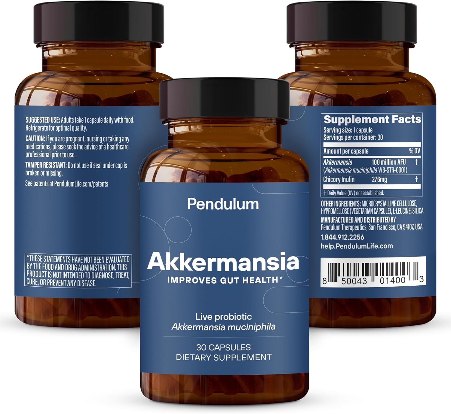 Buy Pendulum Akkermansia Probiotic With Prebiotic Fiber - Increases Glp-1 Production, Delayed Release, Third-Party Tested, 100M Afu Live Strain For Gut Health For Men & Women (30 Capsules, 1-Pack) On  Free Shipping On Qualified Orders