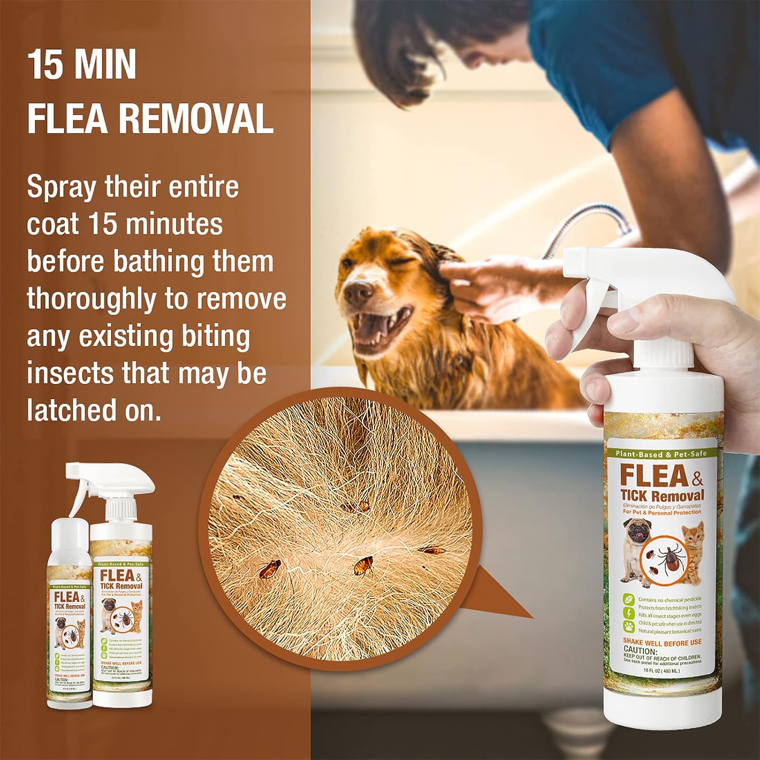 EcoVenger Flea & Tick Removal Spray 16oz for Dogs and Cats, Protects from Fleas, Mites, Ticks & Mosquitoes, eliminates+ Repels+ Housekeeping, Indoors/Outdoors, Plant-Based Formula Safe for Pets & Kids : Pet Supplies