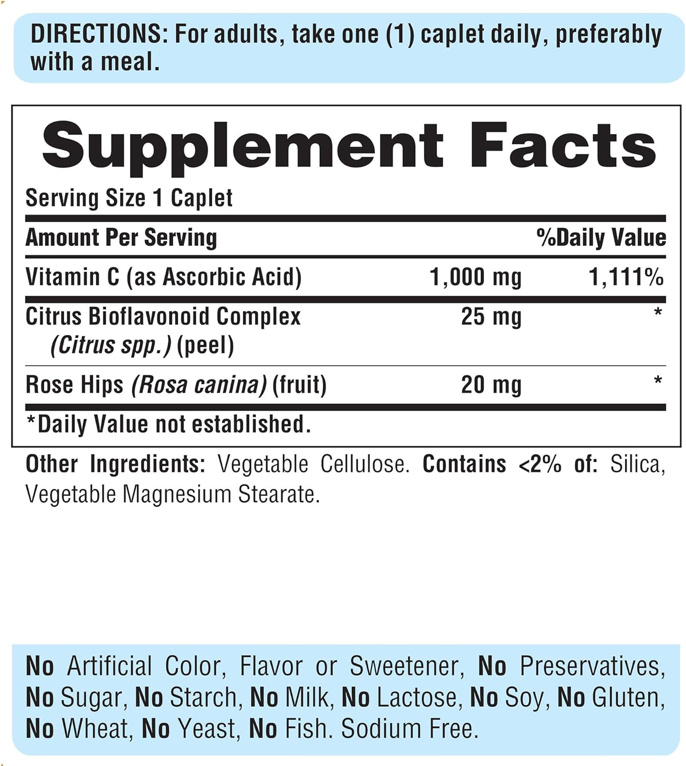 Puritan's Pride Puritan's 1000 mg with Bioflavonoids Rose Hips Supports Immune System, Vitamin C, Unflavored, 250 Count : Health & Household