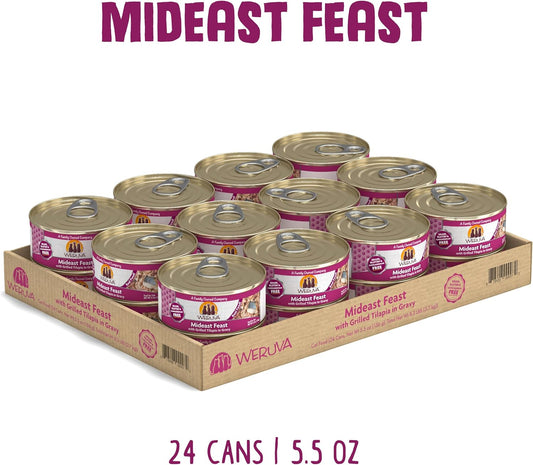 Weruva Classic Cat Food, Mideast Feast With Grilled Tilapia In Gravy, 5.5Oz Can (Pack Of 24)