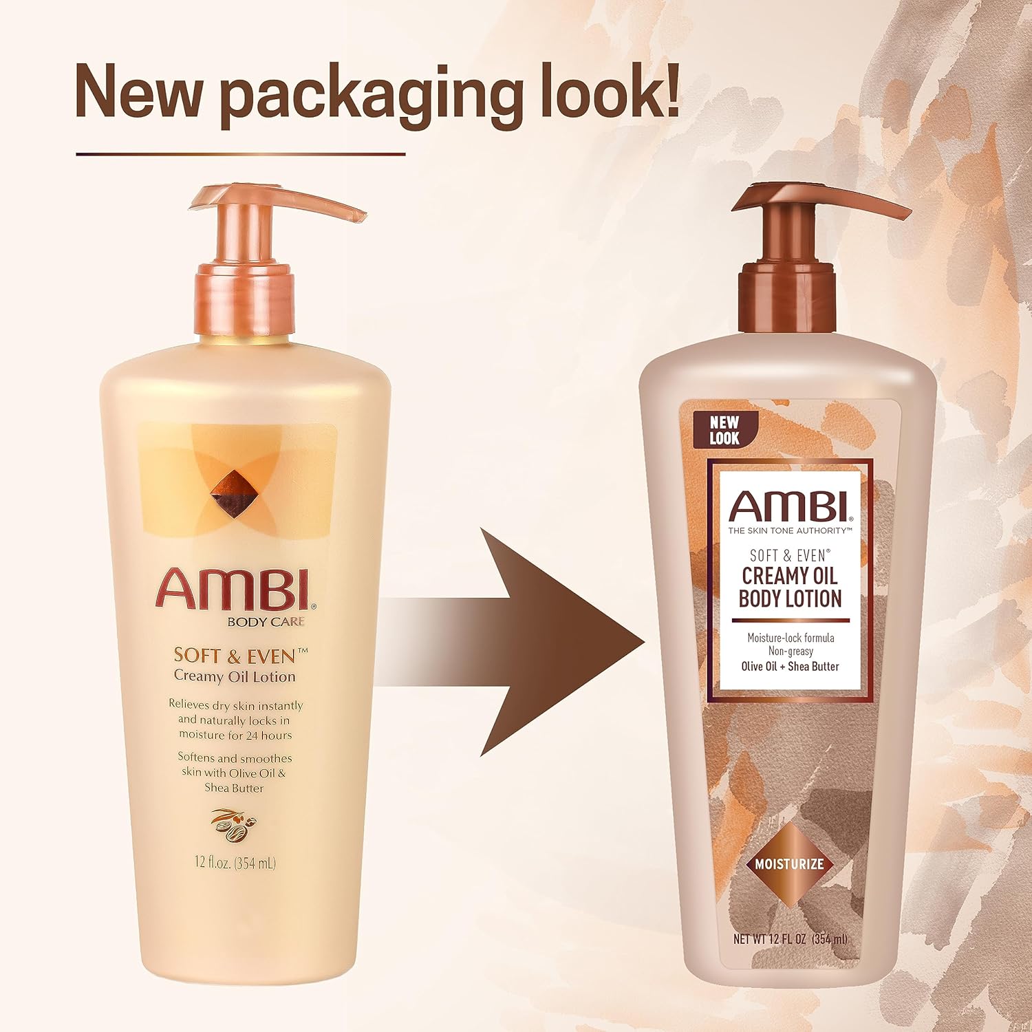 Ambi Soft & Even Creamy Oil Body Lotion | Dry Skin Relief | Fast-Absorbing | No Greasy After Feel | 12 Ounce : Beauty & Personal Care