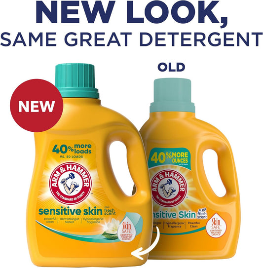 Arm & Hammer Sensitive Skin Plus Fresh Scent, 105 Loads Liquid Laundry Detergent, 105 Fl Oz