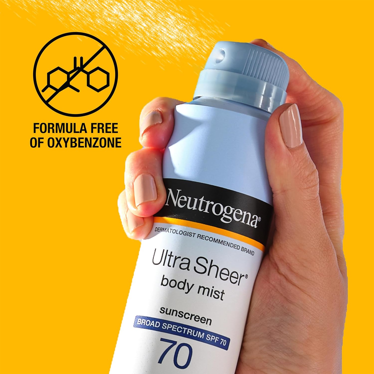 Neutrogena Ultra Sheer Body Mist SPF 70 Sunscreen Spray, Broad Spectrum UVA/UVB Protection, Lightweight, Non-Greasy Water Resistant Body Sunscreen Mist, Non-Comedogenic, 5 oz : Beauty & Personal Care
