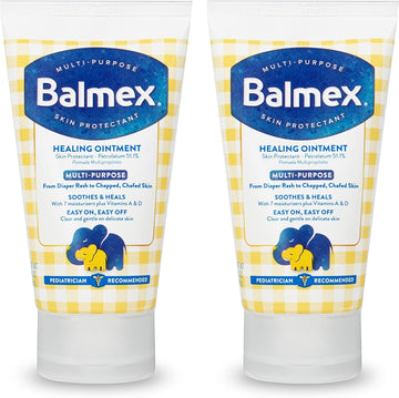 Balmex Multi-Purpose Healing Ointment & Skin Protectant For Diaper Rash And Chafing, With Petrolatum, 7 Moisturizers And Vitamins A&D, Pediatrician Recommended And Paraben-Free, 3.5Oz (Pack Of 2)