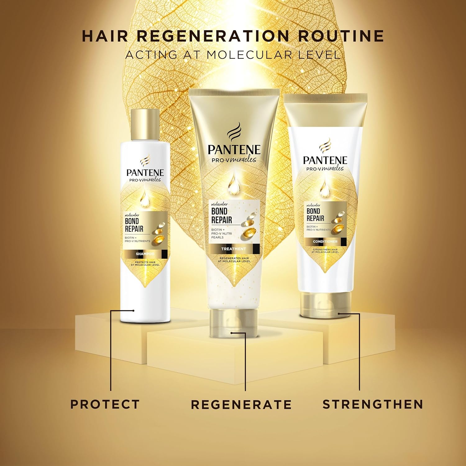 Pantene Molecular Bond Repair Gift Set: Shampoo, Conditioner, Treatment