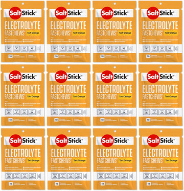 Saltstick Electrolyte Fastchews Chewable Tablets | 120 Count - Orange | Salt Tablets For Runners, Sports Nutrition, Hydration Tablets, Electrolyte Chews | 12 Packets Of 10 Tablets Each