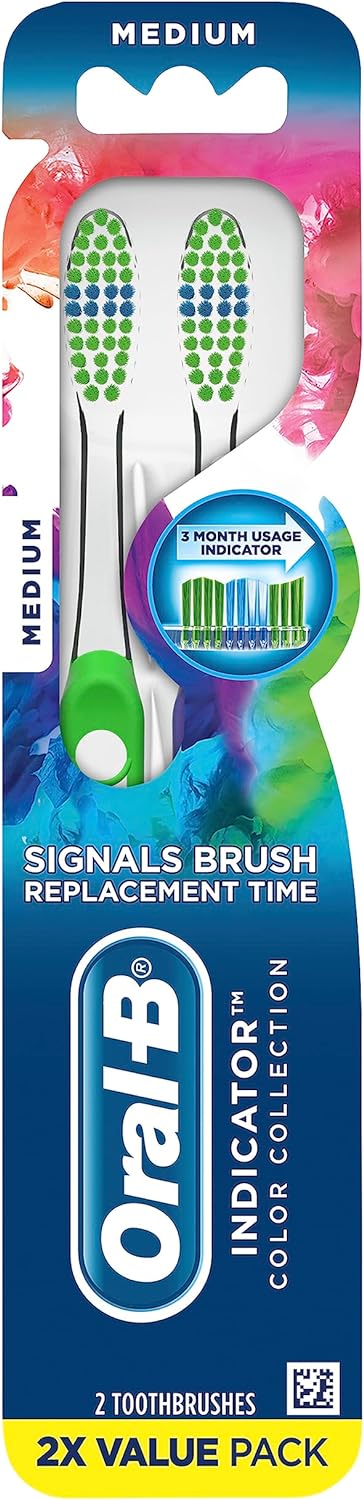 Oral-B Indicator Color Collection Toothbrushes, Medium, 2 Count