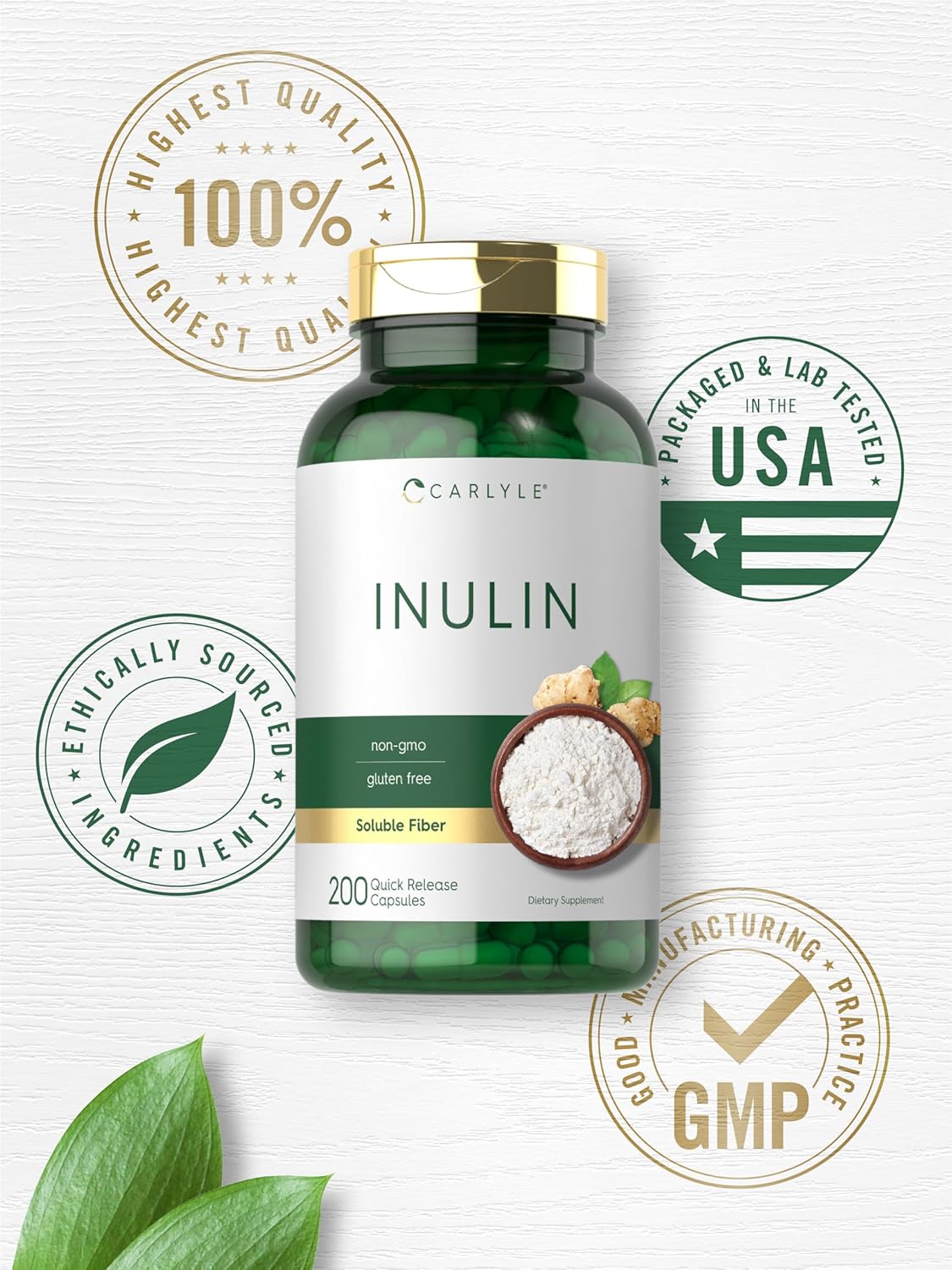 Carlyle Inulin Powder Capsules | 200 Count | Non-GMO and Gluten Free Supplement : Health & Household