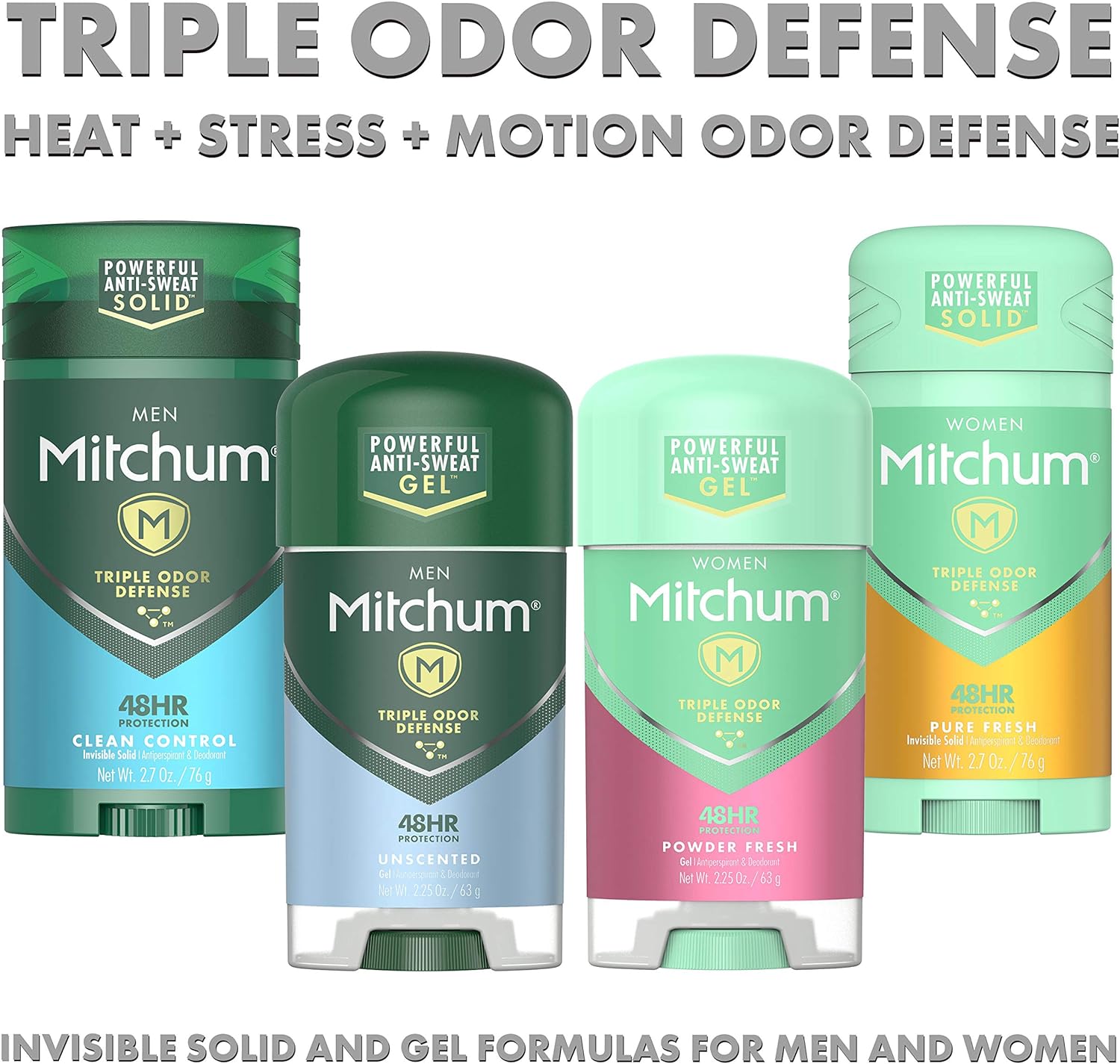 Mitchum Women's Deodorant, Antiperspirant Stick, Triple Odor Defense Gel, 48 Hr Protection, Shower Fresh, 3.4 Oz (Pack of 2) : Beauty & Personal Care