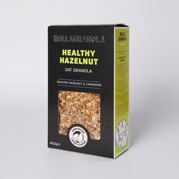Rollagranola - Healthy Hazelnut 400G Pack. 100% Natural, Made With Gluten Free Oats And Cinnamon. Suitable For A Vegan Diet With No Added Sugar. Handcrafted In The Uk - 400G Pack