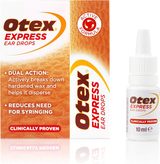 Otex Express Ear Drops. Clinically Proven Ear Wax Removal Drops For Excessive, Hardened Ear Wax. Can Reduce The Need For Syringing Or Microsuction, 10Ml