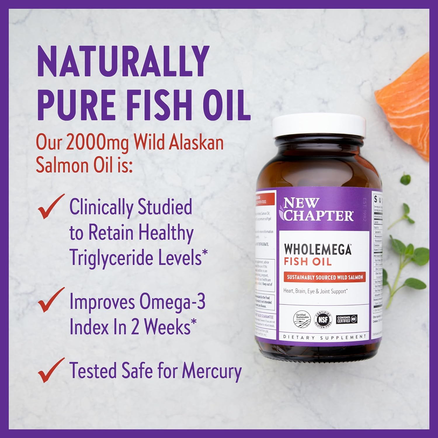 New Chapter Wholemega Fish Oil Supplement - Wild Alaskan Salmon Oil wi