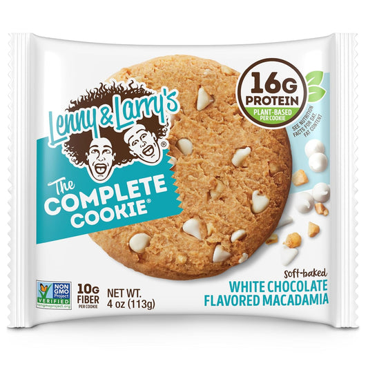 Lenny & Larry'S The Complete Cookie, White Chocolaty Macadamia, Soft Baked, 16G Plant Protein, Vegan, Non-Gmo, 4 Ounce Cookie (Pack Of 12)