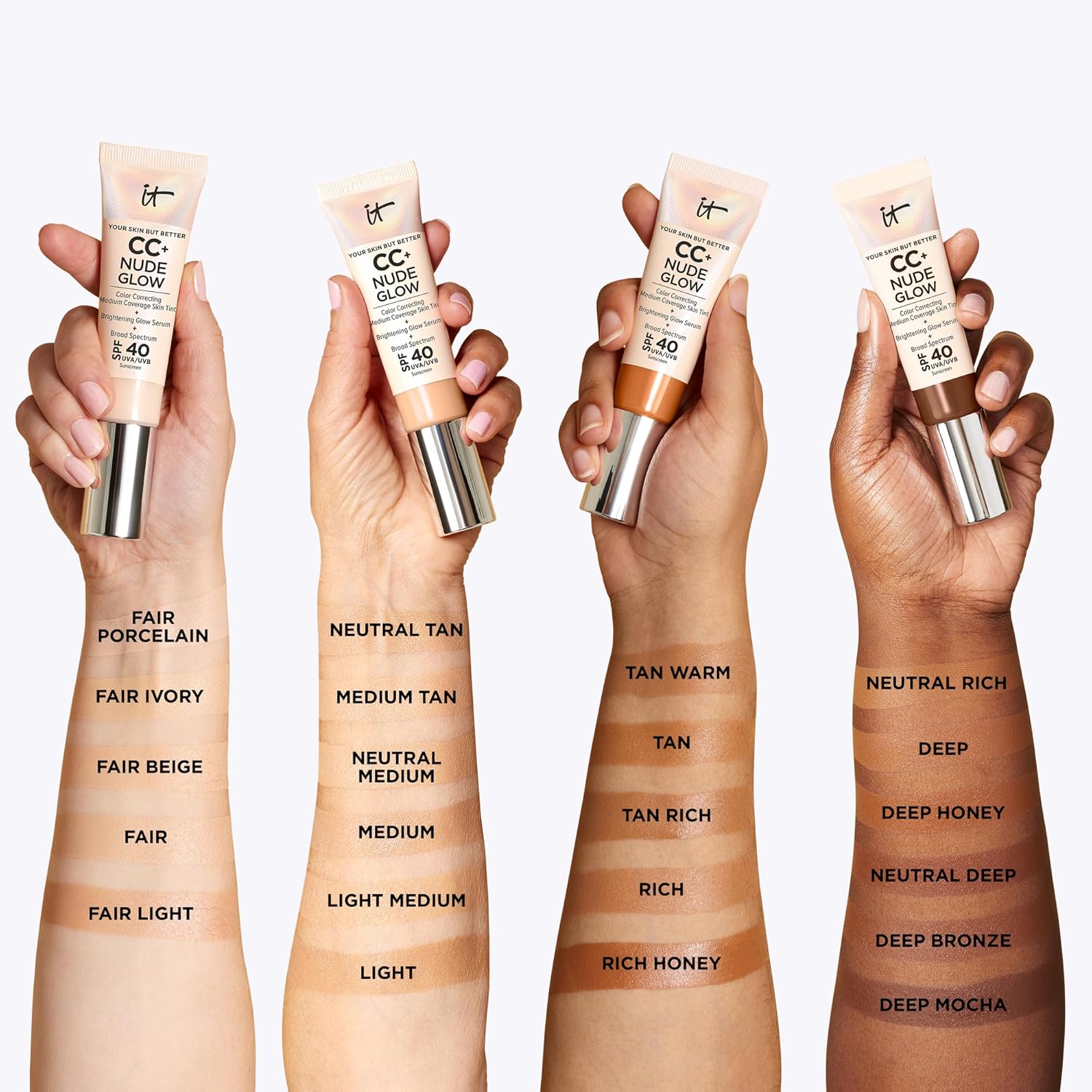 IT Cosmetics CC+ Nude Glow Lightweight Foundation + Glow Serum with SPF 40 - With Niacinamide, Hyaluronic Acid & Green Tea Extract - Neutral Medium - 1.08 fl oz : Beauty & Personal Care
