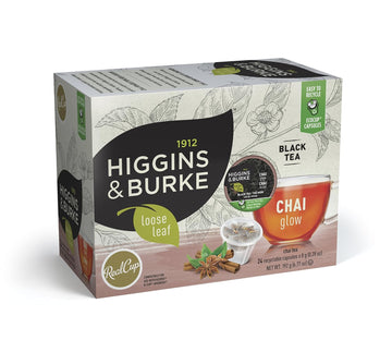 Higgins & Burke Chai Glow, Loose Leaf, Black Tea, Keurig K-Cup Brewer Compatible Pods, 24 Count