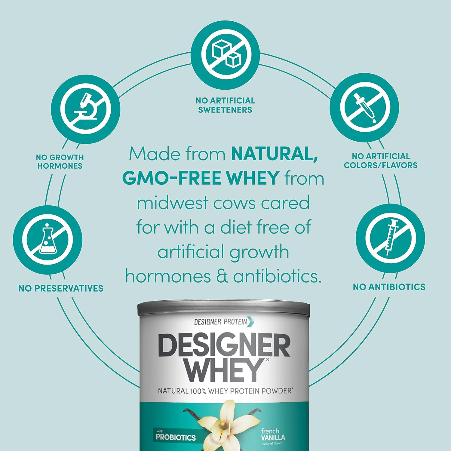 Designer Wellness Designer Whey Natural 100% Whey Protein Powder with 