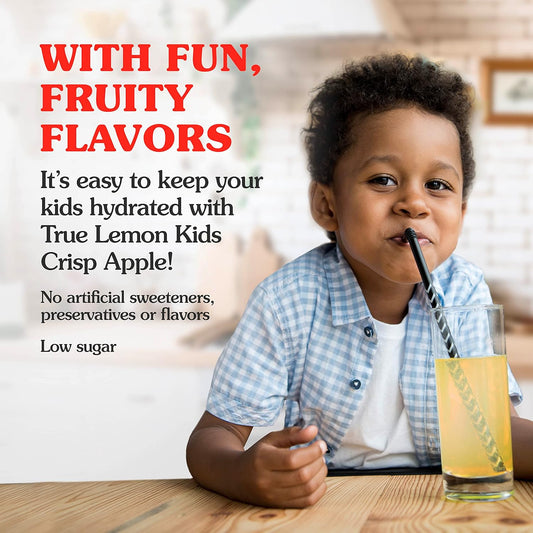 True Lemon Kids Crisp Apple (10 Packets) - Hydration, No Preservatives, No Artificial Flavors, No Sweeteners - Low Sugar Water Flavoring - Juice Powdered Drink Mix For Kids