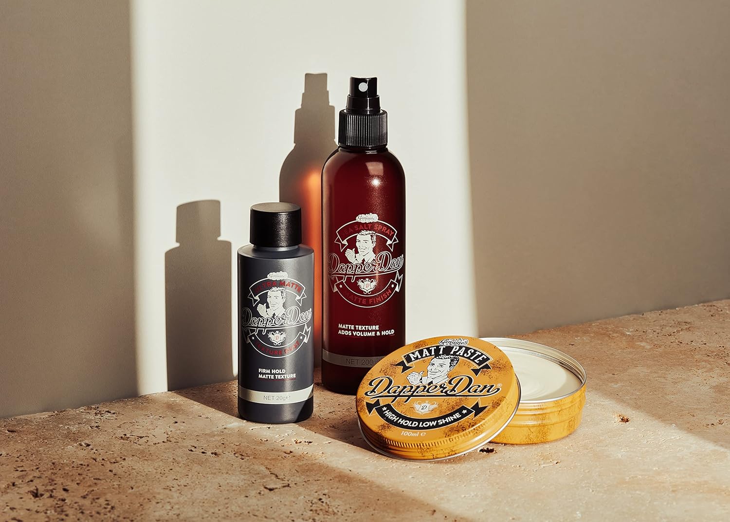 Dapper Dan Matt Paste, High Hold Low Shine Paste for Men 1 x 100ml and Dapper Dan Sea Salt Spray for Matte Textured Finish 1 x 200ml : Amazon.co.uk: Beauty