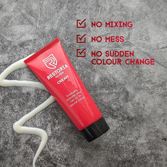 Restoria Grey Reducing Cream For Men - Hair Cream For Restoring Natural Hair Colour Gradually, Up To 100% Grey Coverage - Vegan, 100Ml