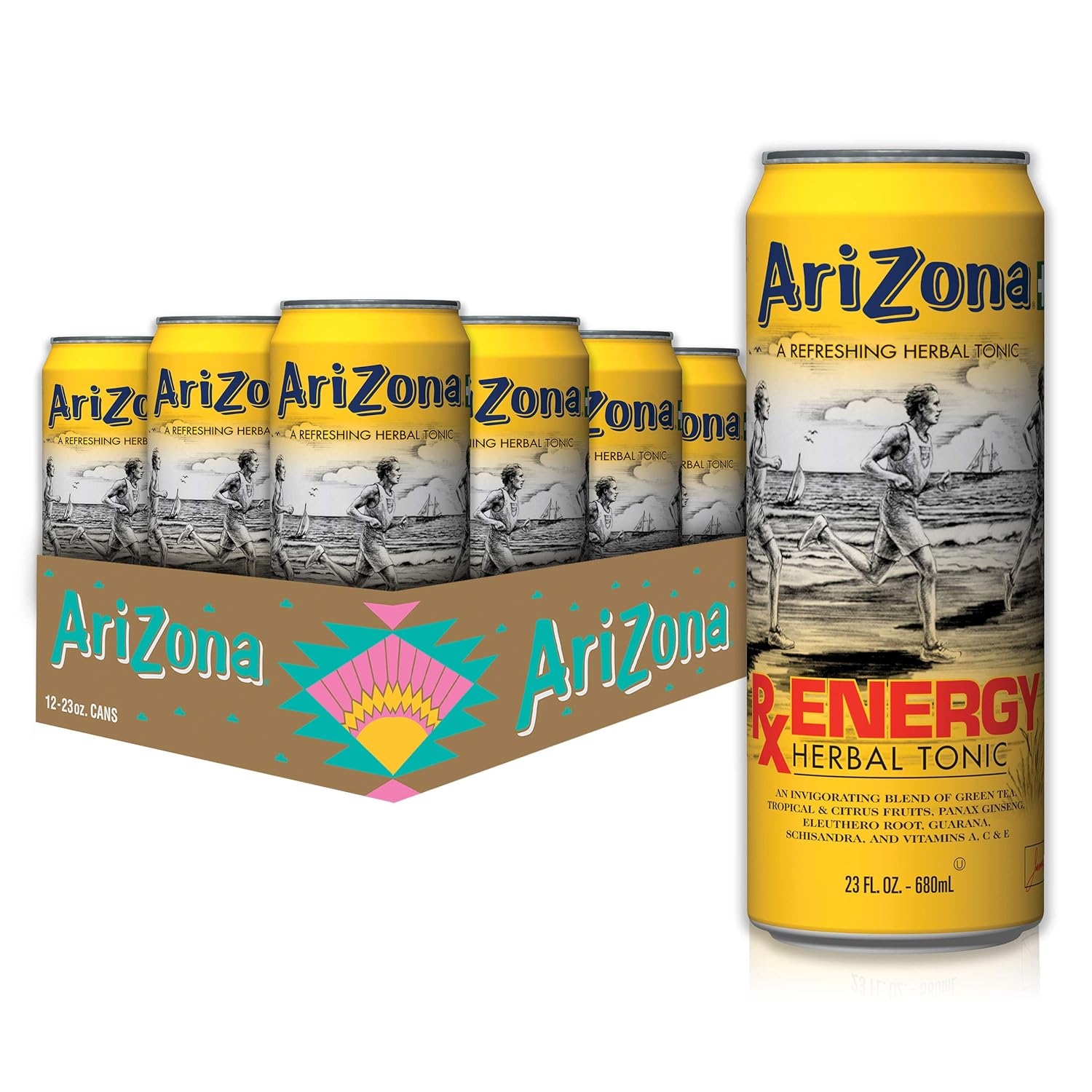 Arizona Rx Energy Herbal Tonic - Big Can, 23 Fl Oz (Pack Of 12)
