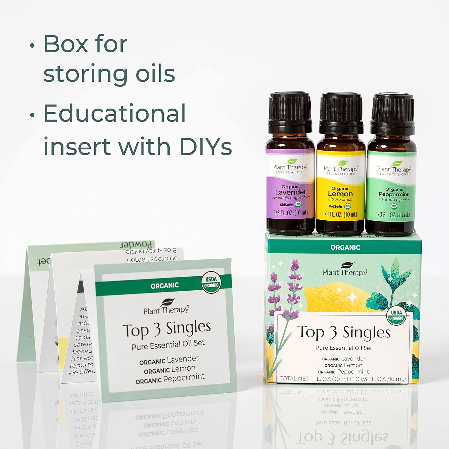 Plant Therapy Top 3 Organic Essential Oil Singles Set 10 mL (1/3 oz) Lemon, Lavender & Peppermint 100% Pure Essential Oils, Undiluted, Natural Aromatherapy for Diffusion and Body Care : Health & Household