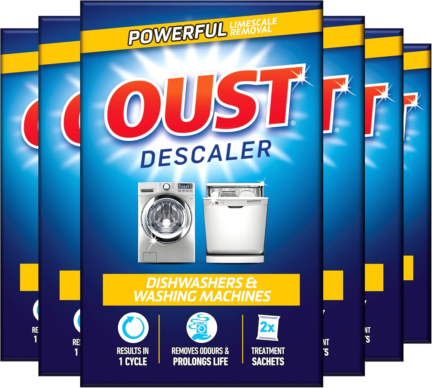 Oust Dishwasher & Washing Machine Descaler, Removes Limescale & Odour, Pack Of 6