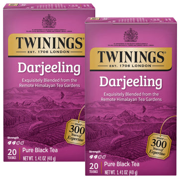 Twinings Darjeeling Tea - A Delicate, Dry Black Tea, Sophisticated Coffee Alternative With Less Caffeine, Individually Wrapped Tea Bags, 20 Count (Pack Of 2)